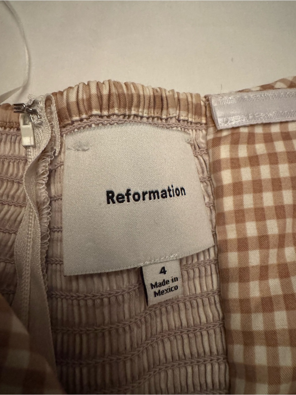 Reformation Strapless Mini Dress in Brown Gingham - Picture 2 of 2